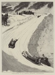 Tobogganing at St Moritz, Engadine, Switzerland